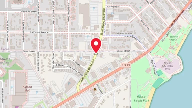 Street map showing Big Boy Alpena at 400 S Ripley Blvd