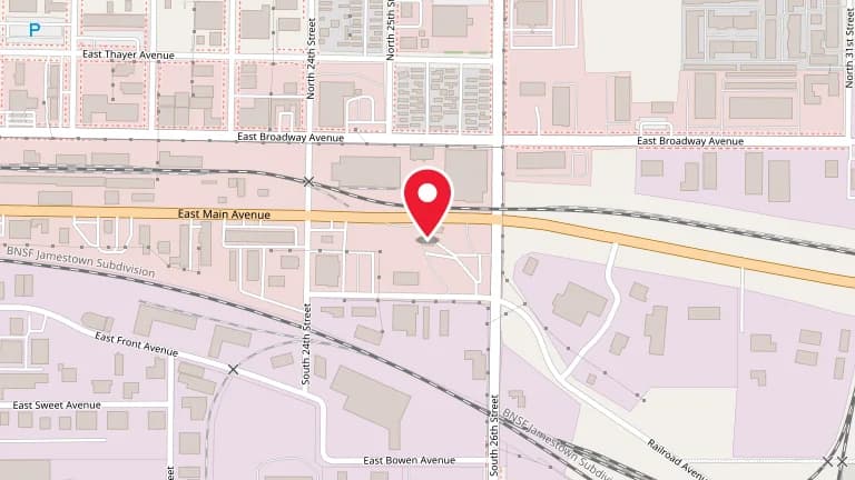 Street map showing Big Boy Bismarck at 2511 E Main Ave
