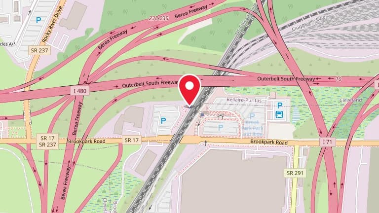 Street map showing Big Boy Brookpark at 12920 Brookpark Road
