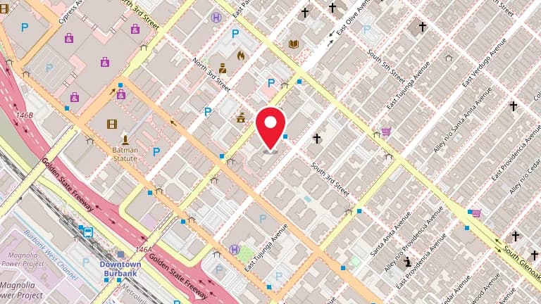 Street map showing Big Boy Burbank at 4211 W Riverside Dr