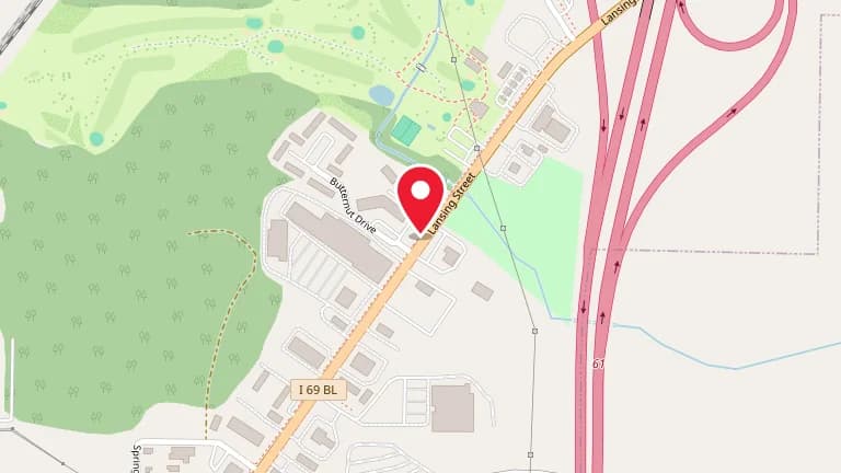 Street map showing Big Boy Charlotte at 530 Lansing St