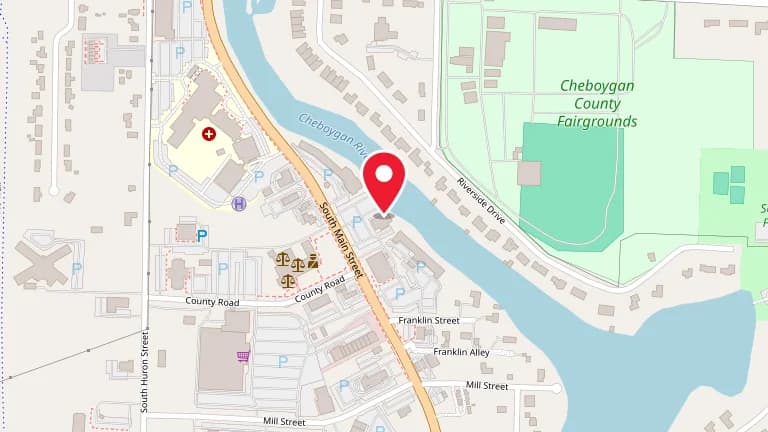 Street map showing Big Boy Cheboygan at 861 S Main St