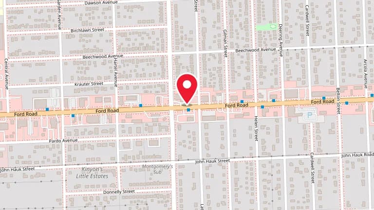Street map showing Big Boy Garden City at 28340 Ford Rd