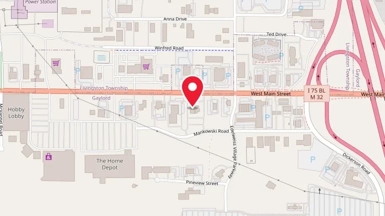 Street map showing Big Boy Gaylord at 1359 W Main St