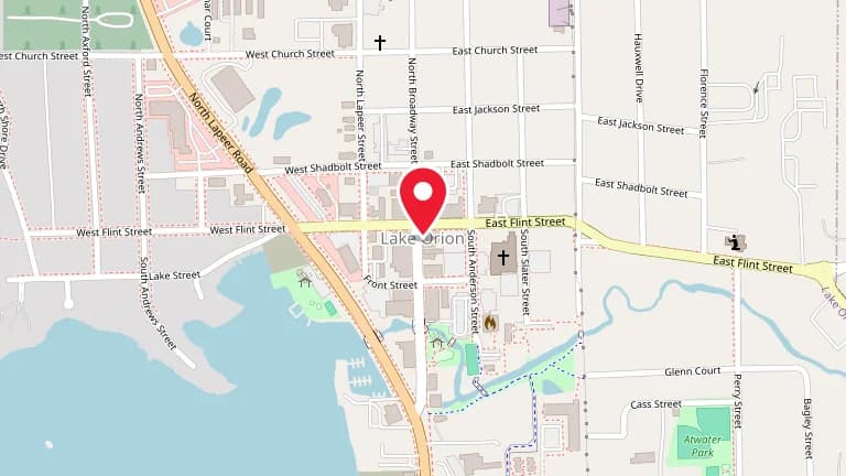 Street map showing Big Boy Lake Orion at 4940 South Baldwin Road