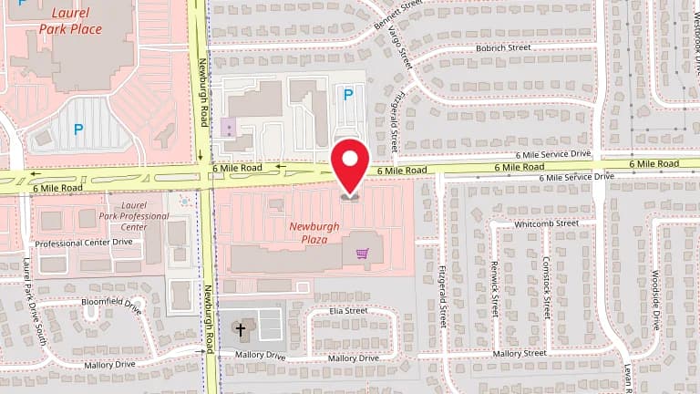 Street map showing Big Boy Livonia at 37123 6 Mile Rd
