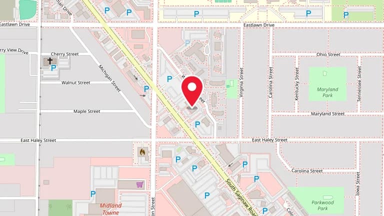 Street map showing Big Boy Midland at 1513 S Saginaw Rd