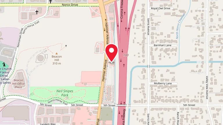 Street map showing Big Boy Norco at 3521 Hamner Ave