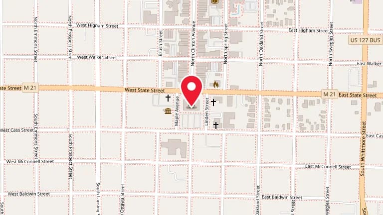 Street map showing Big Boy St Johns at 1408 South US 27