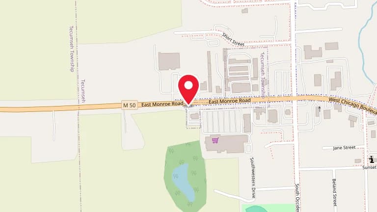 Street map showing Big Boy Tecumseh at 2701 E Monroe Rd