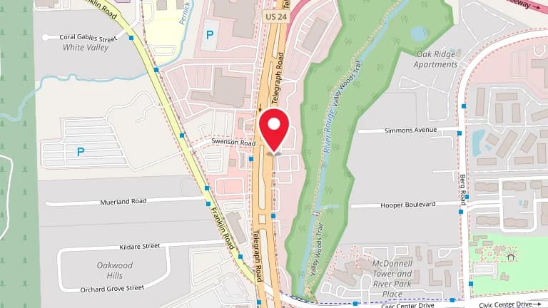 Street map showing Big Boy Telegraph at 26400 Telegraph Rd