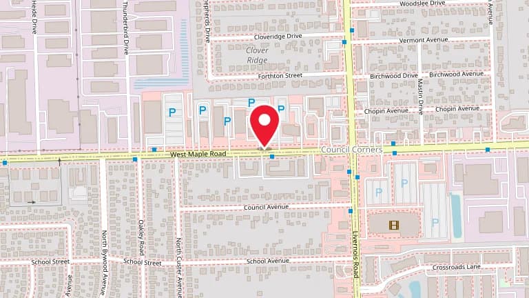 Street map showing Big Boy Troy at 200 W Maple Rd