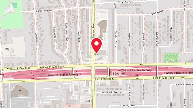 Street map showing Big Boy Warren at 11587 Twelve Mile Rd