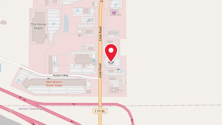 Street map showing Big Boy West Branch at 2981 Cook Rd