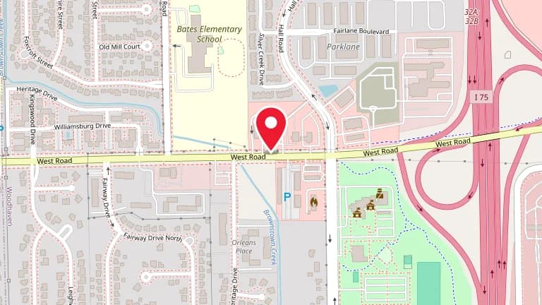 Street map showing Big Boy Woodhaven at 22100 West Rd
