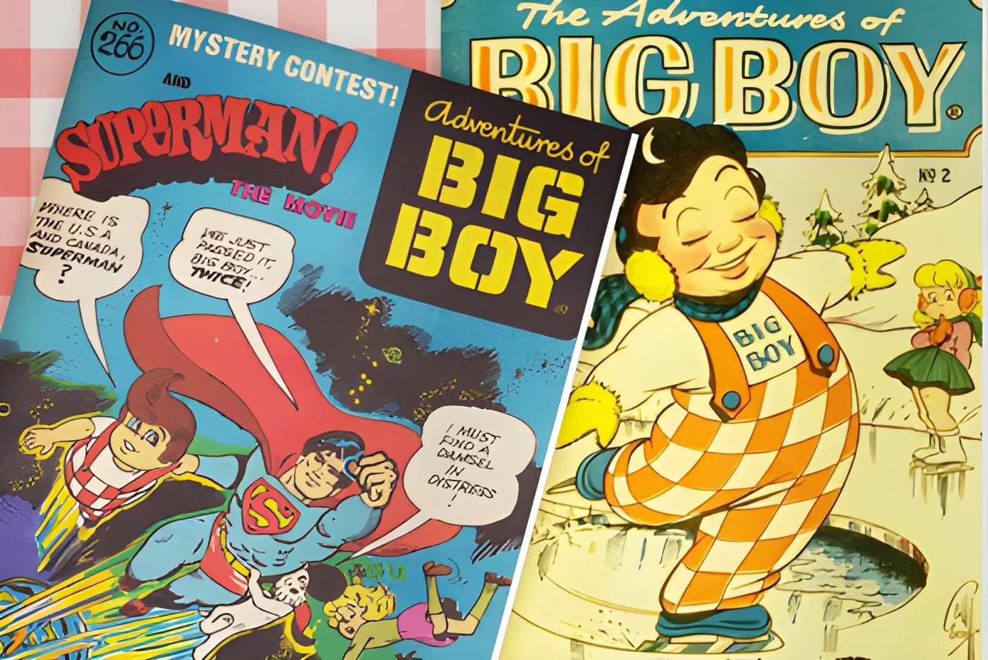 Vintage Adventures of the Big Boy comic-book covers.